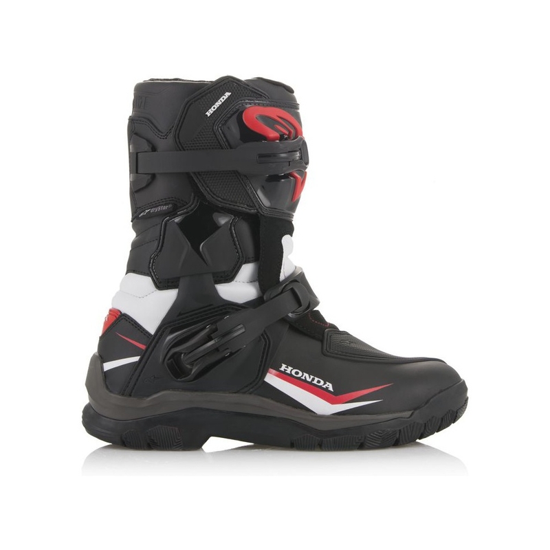 Buty motocyklowe Alpinestars Belize Drystar Honda, kolekcja czarno-biało-czerwona
