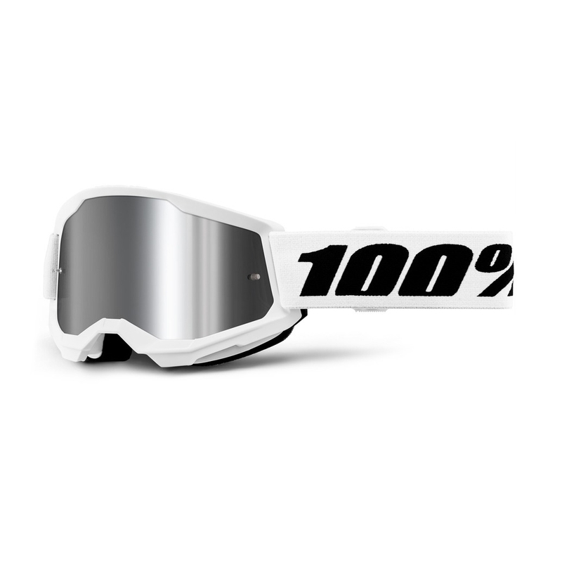 Dziecięce gogle motocrossowe wykonane w 100% z plexi STRATA 2 w kolorze biało-srebrnym