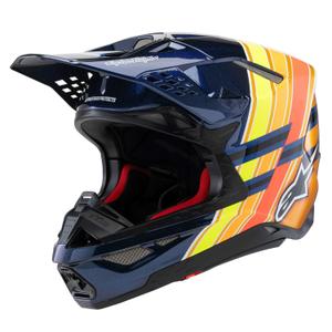 Kask motocrossowy Alpinestars Supertech S-M10 edycja TROY LEE DESIGNS perłowo-niebieski-fluo pomarańczowo-żółto-czerwony