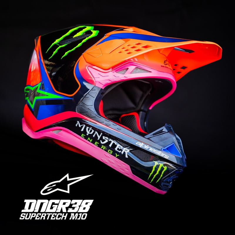 Kask motocrossowy Alpinestars Supertech S-M10 HAIDEN DEEGAN edycja fluo pomarańczowo-fioletowo-różowo-zielony