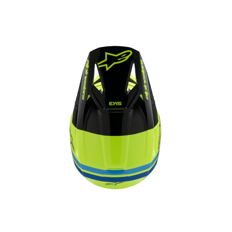 Dziecięcy kask motocrossowy Alpinestars S-M3 RADIUM fluo żółto-czarno-niebieski 2025