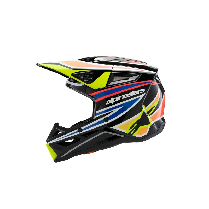Kask motocrossowy dla dzieci Alpinestars S-M3 WURX czarno-fluo-żółto-niebiesko-czerwony