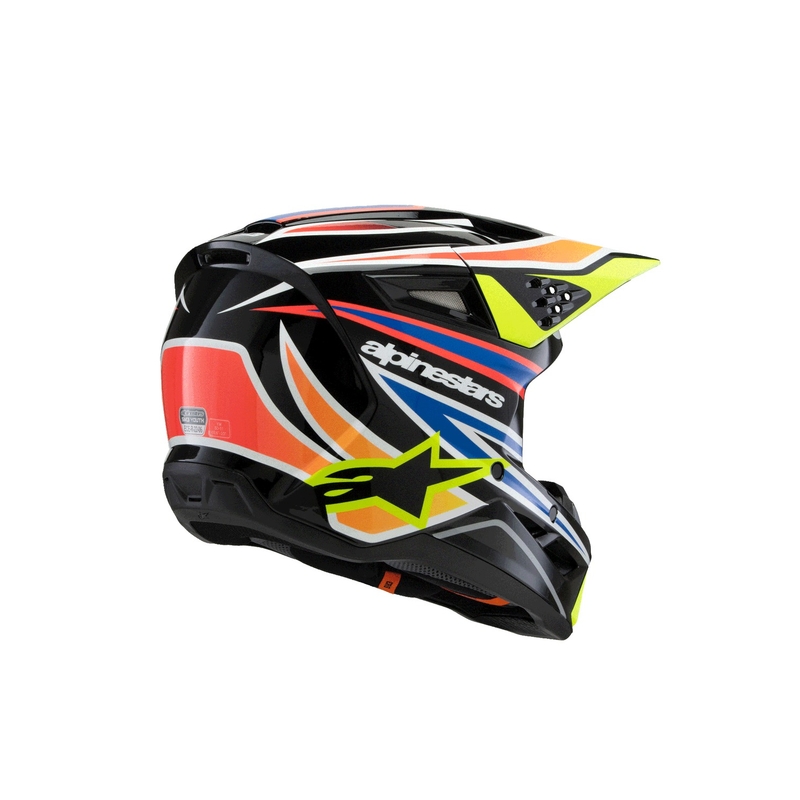 Kask motocrossowy dla dzieci Alpinestars S-M3 WURX czarno-fluo-żółto-niebiesko-czerwony