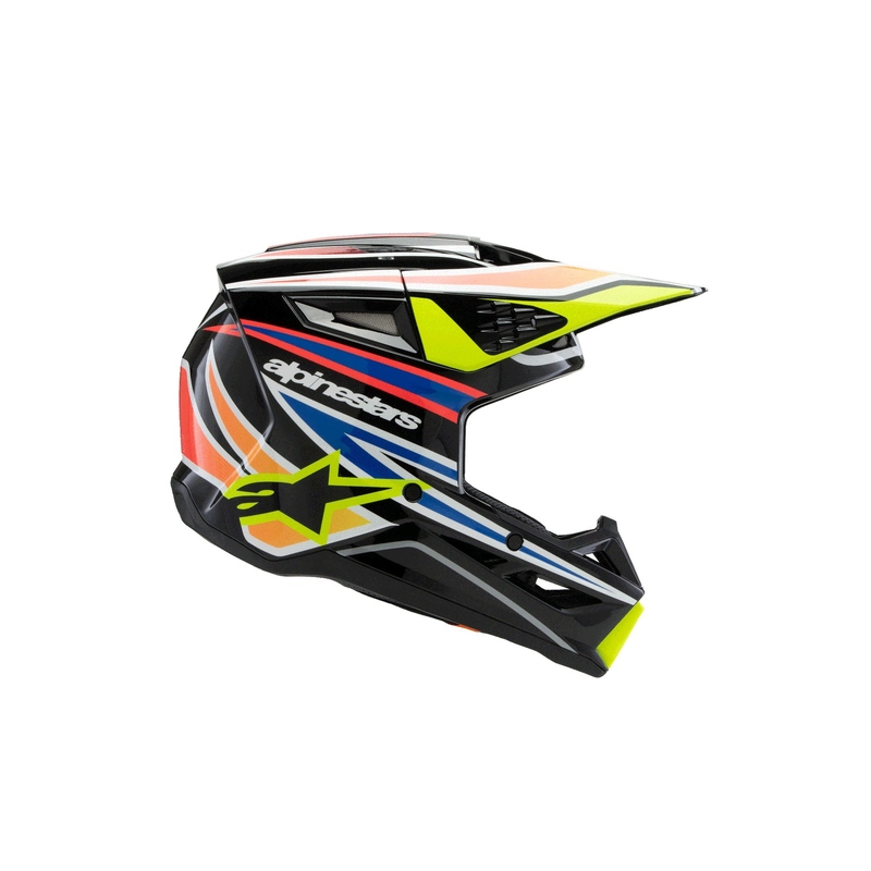 Kask motocrossowy dla dzieci Alpinestars S-M3 WURX czarno-fluo-żółto-niebiesko-czerwony