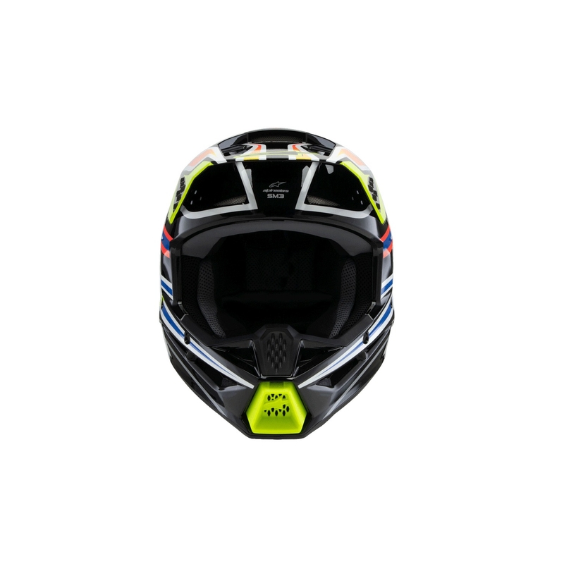 Kask motocrossowy dla dzieci Alpinestars S-M3 WURX czarno-fluo-żółto-niebiesko-czerwony