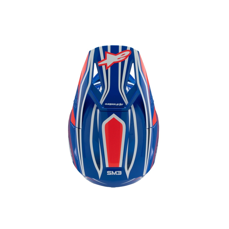 Kask motocrossowy dla dzieci Alpinestars S-M3 WURX niebiesko-czerwono-biało-czarny