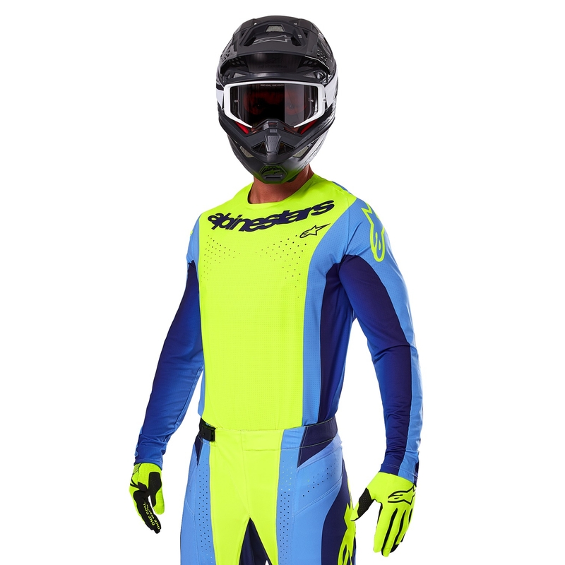 Koszulka motocrossowa Alpinestars Techstar Melt fluo żółto-niebieska