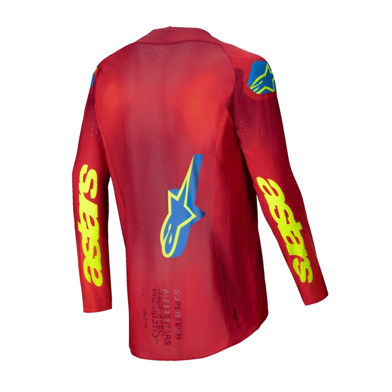 Koszulka motocrossowa Alpinestars Supertech Maker w kolorze czerwono-fluo-żółtym
