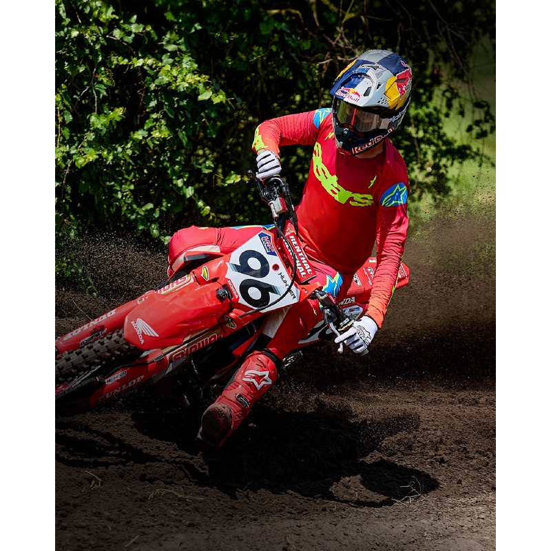 Koszulka motocrossowa Alpinestars Supertech Maker w kolorze czerwono-fluo-żółtym