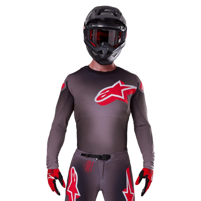 Koszulka motocrossowa Alpinestars Supertech Lipan w kolorze dymno-czerwonym