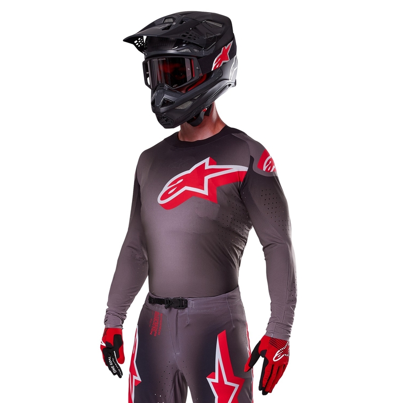 Koszulka motocrossowa Alpinestars Supertech Lipan w kolorze dymno-czerwonym