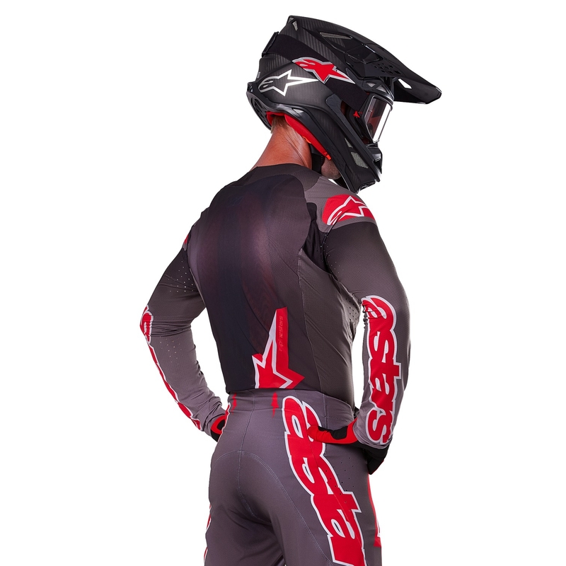 Koszulka motocrossowa Alpinestars Supertech Lipan w kolorze dymno-czerwonym