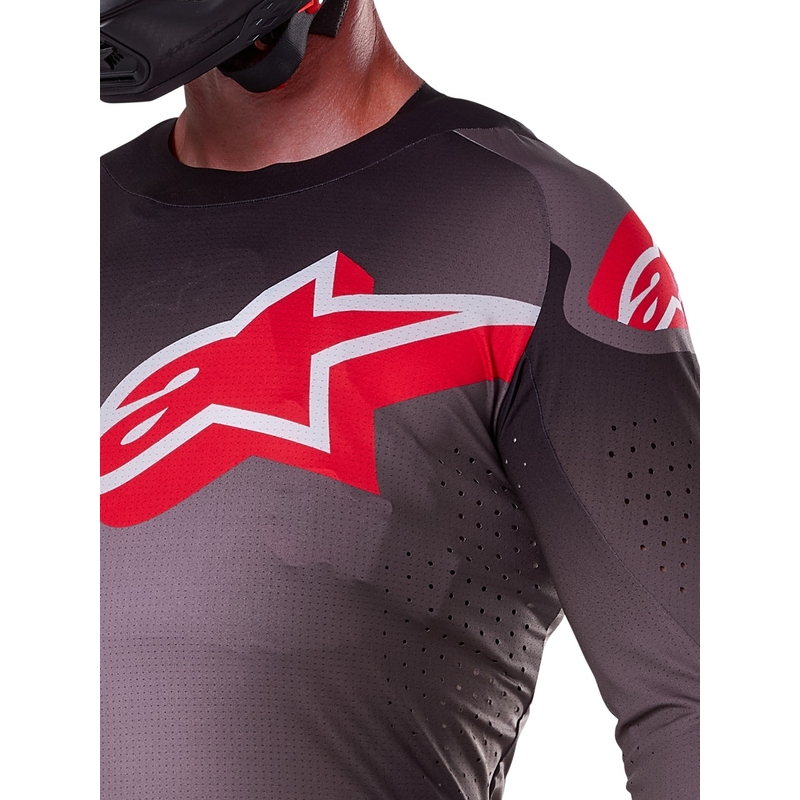 Koszulka motocrossowa Alpinestars Supertech Lipan w kolorze dymno-czerwonym