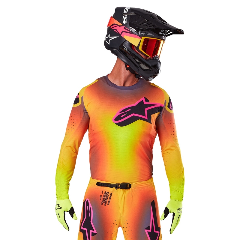 Koszulka motocrossowa Alpinestars Supertech Lipan w kolorze żółto-różowym