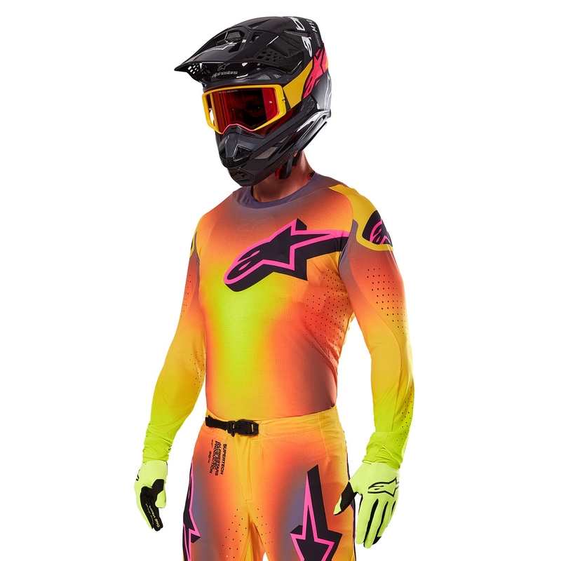 Koszulka motocrossowa Alpinestars Supertech Lipan w kolorze żółto-różowym