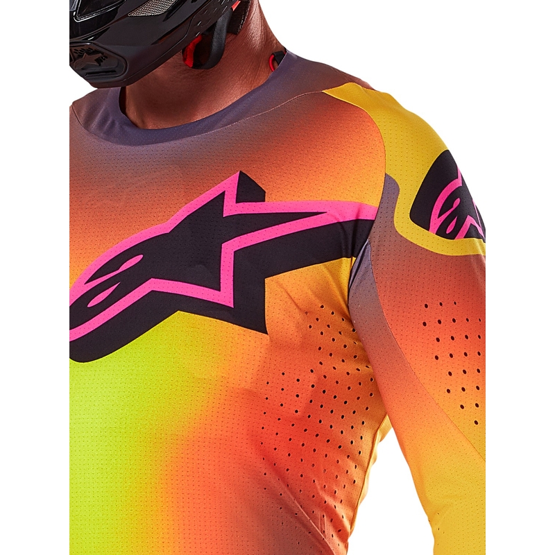 Koszulka motocrossowa Alpinestars Supertech Lipan w kolorze żółto-różowym
