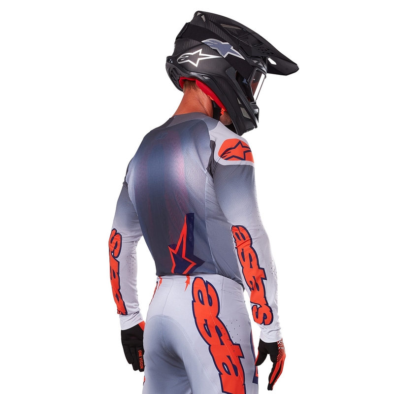 Koszulka motocrossowa Alpinestars Supertech Lipan w kolorze szaro-fluo-pomarańczowym
