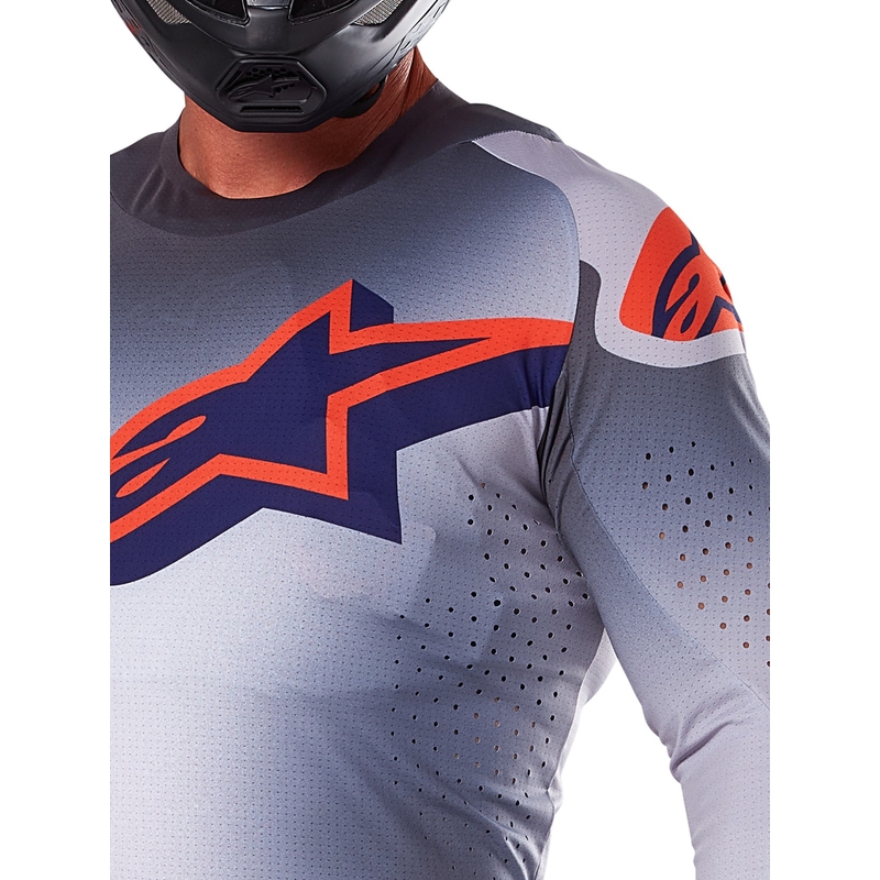Koszulka motocrossowa Alpinestars Supertech Lipan w kolorze szaro-fluo-pomarańczowym