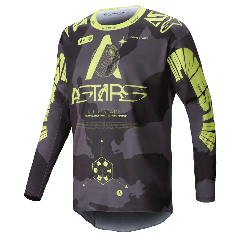 Koszulka motocrossowa Alpinestars Racer Hollow w kolorze ciemnożółtym, moro-fluo