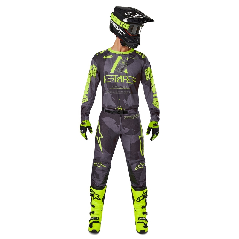 Koszulka motocrossowa Alpinestars Racer Hollow w kolorze ciemnożółtym, moro-fluo