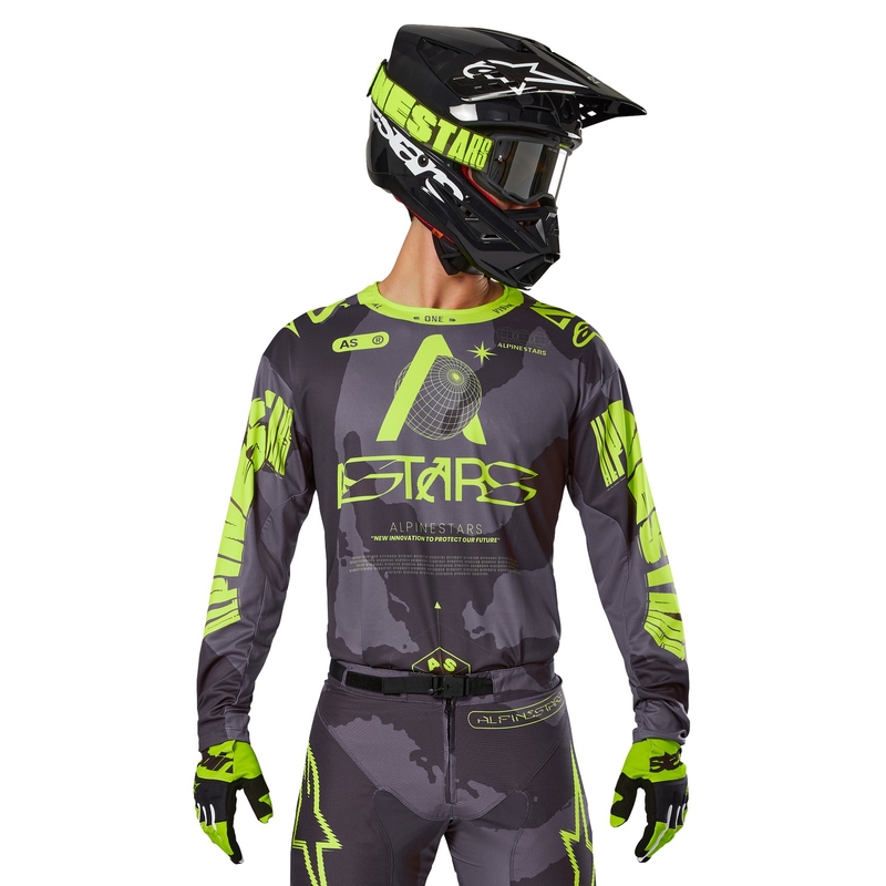 Koszulka motocrossowa Alpinestars Racer Hollow w kolorze ciemnożółtym, moro-fluo
