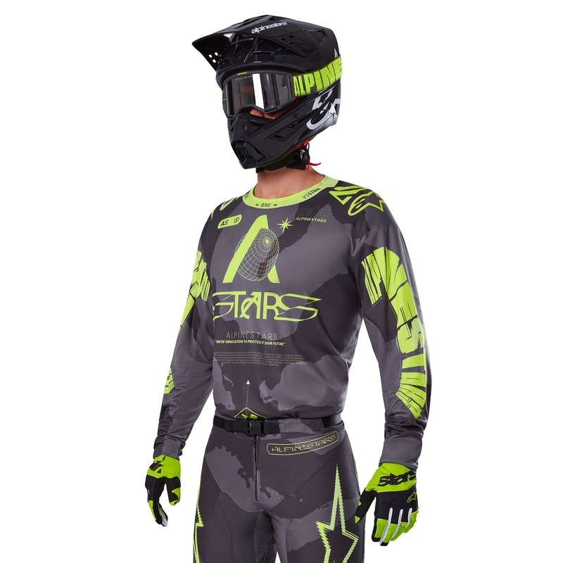Koszulka motocrossowa Alpinestars Racer Hollow w kolorze ciemnożółtym, moro-fluo