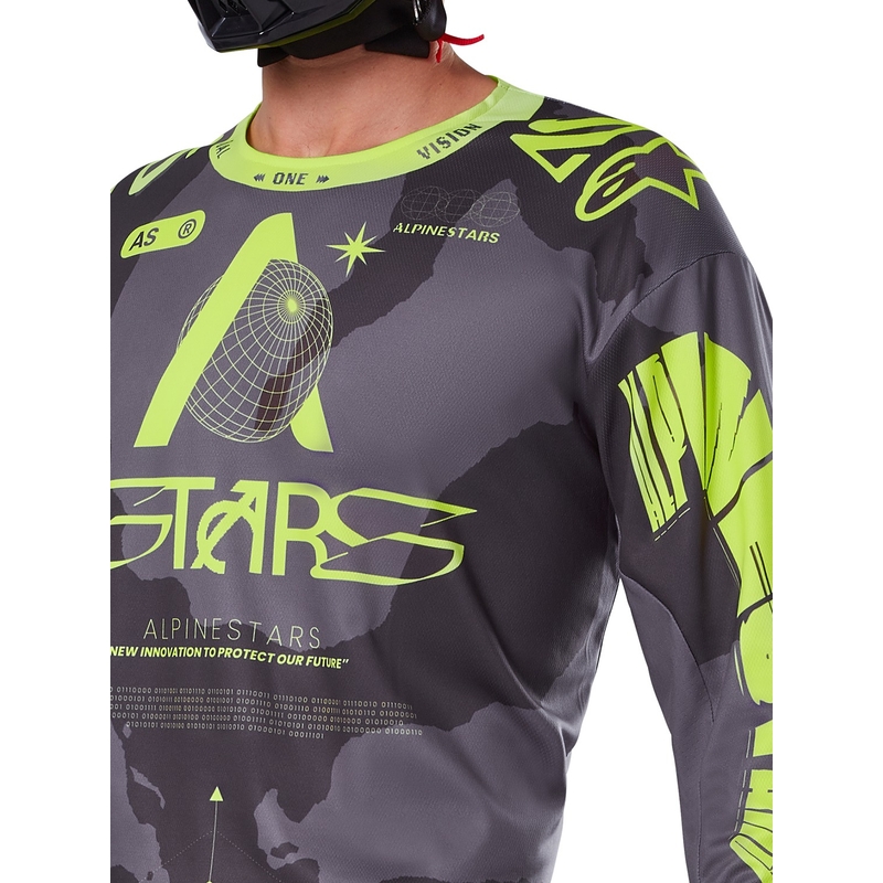 Koszulka motocrossowa Alpinestars Racer Hollow w kolorze ciemnożółtym, moro-fluo