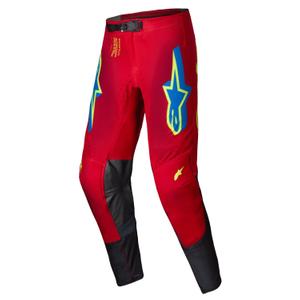 Spodnie motocrossowe Alpinestars Supertech Maker w kolorze czerwono-fluo żółtym