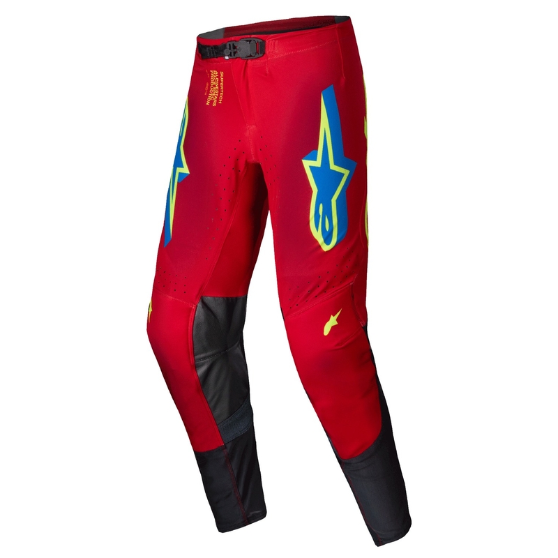 Spodnie motocrossowe Alpinestars Supertech Maker w kolorze czerwono-fluo żółtym