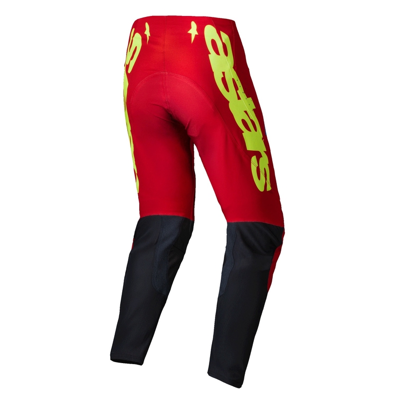 Spodnie motocrossowe Alpinestars Supertech Maker w kolorze czerwono-fluo żółtym