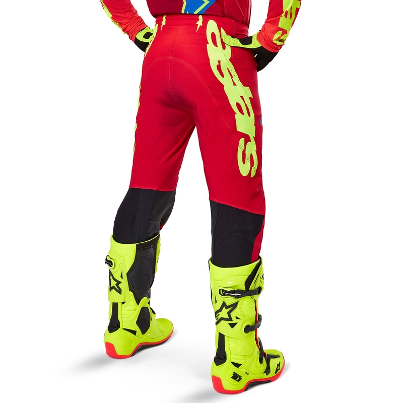 Spodnie motocrossowe Alpinestars Supertech Maker w kolorze czerwono-fluo żółtym