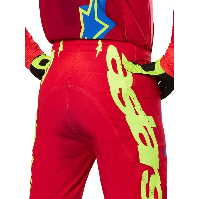 Spodnie motocrossowe Alpinestars Supertech Maker w kolorze czerwono-fluo żółtym