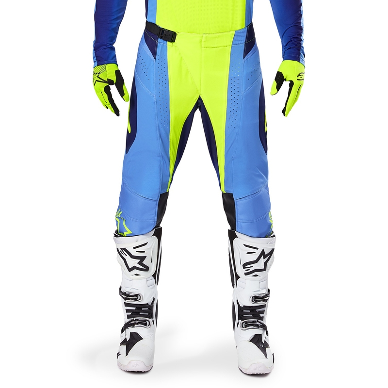 Spodnie motocrossowe Alpinestars Techstar Melt fluo żółto-niebieskie