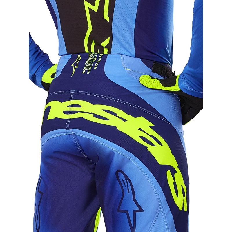 Spodnie motocrossowe Alpinestars Techstar Melt fluo żółto-niebieskie