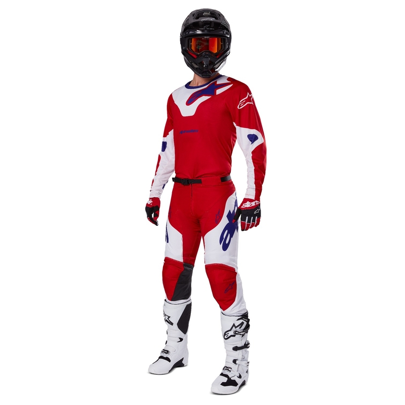 Spodnie motocrossowe Alpinestars Racer Veil w kolorze czerwono-białym