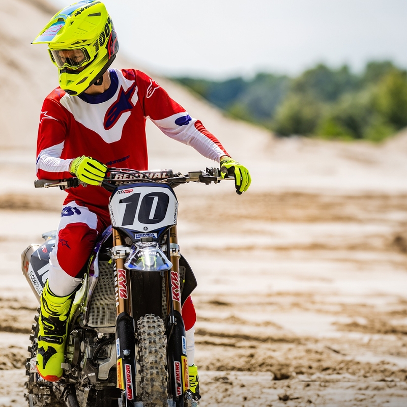 Spodnie motocrossowe Alpinestars Racer Veil w kolorze czerwono-białym