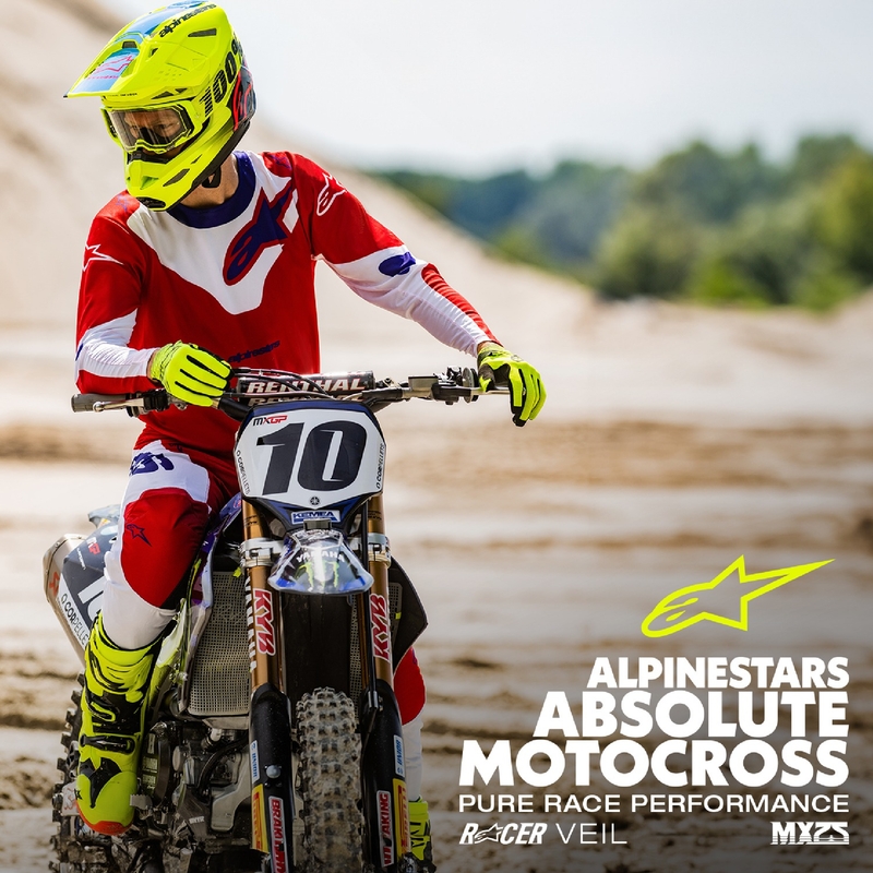 Spodnie motocrossowe Alpinestars Racer Veil w kolorze czerwono-białym