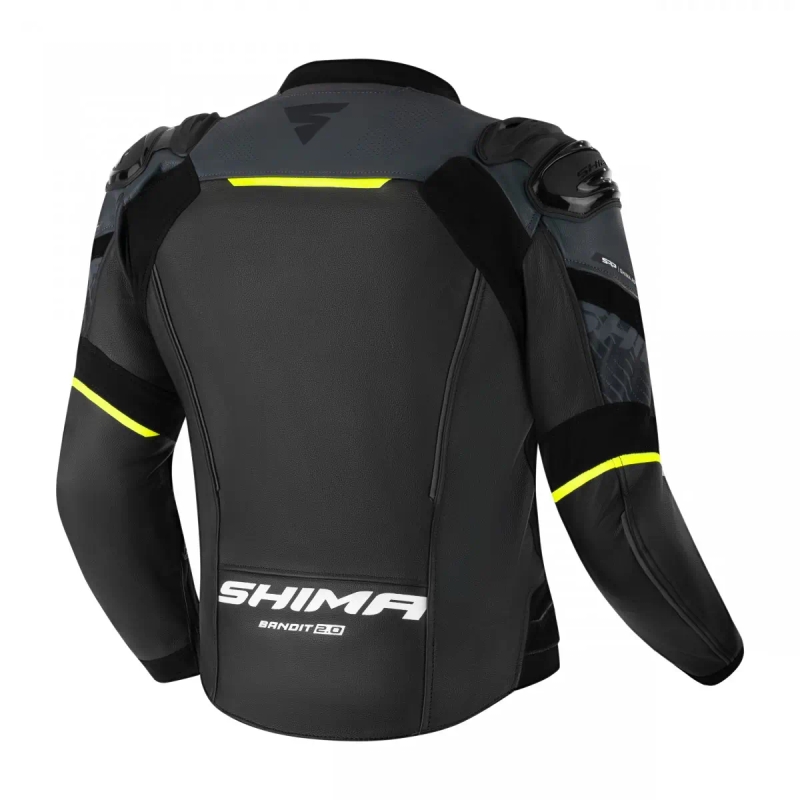 Skórzana kurtka motocyklowa Shima Bandit 2.0 czarno-biało-fluo żółta