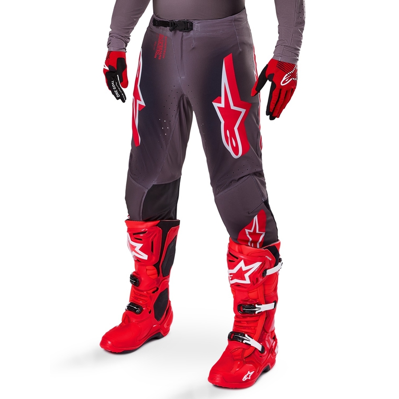 Spodnie motocrossowe Alpinestars Supertech Lipan w kolorze dymno-czerwonym