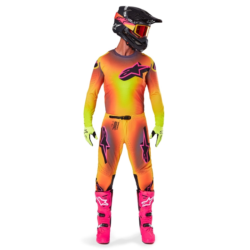Spodnie motocrossowe Alpinestars Supertech Lipan żółto-różowe
