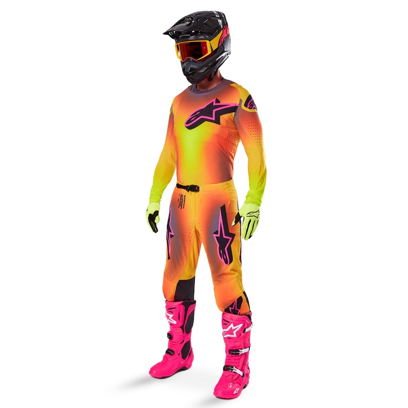 Spodnie motocrossowe Alpinestars Supertech Lipan żółto-różowe