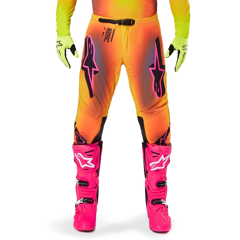 Spodnie motocrossowe Alpinestars Supertech Lipan żółto-różowe
