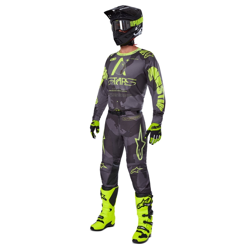 Spodnie motocrossowe Alpinestars Racer Hollow w kolorze ciemnożółtym, moro-fluo