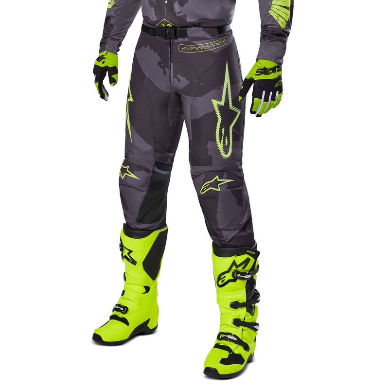 Spodnie motocrossowe Alpinestars Racer Hollow w kolorze ciemnożółtym, moro-fluo