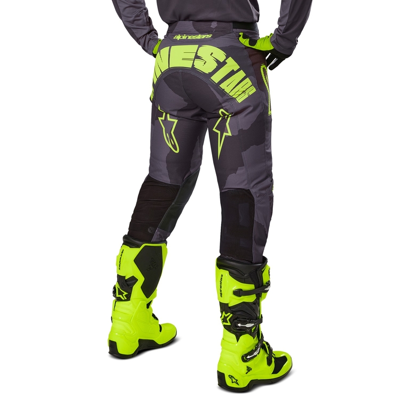 Spodnie motocrossowe Alpinestars Racer Hollow w kolorze ciemnożółtym, moro-fluo