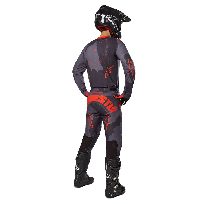 Spodnie motocrossowe Alpinestars Racer Hollow szare, moro-fluo pomarańczowe