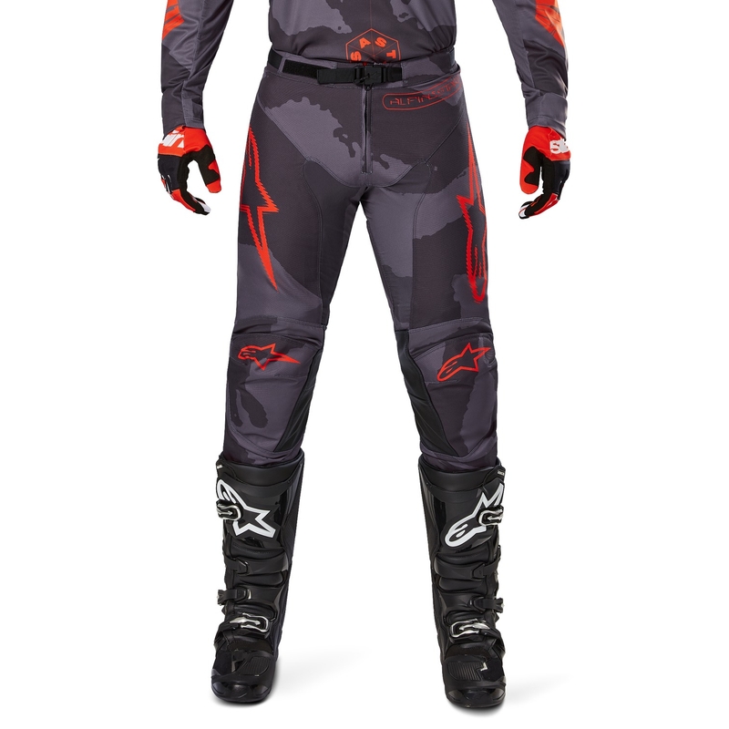 Spodnie motocrossowe Alpinestars Racer Hollow szare, moro-fluo pomarańczowe