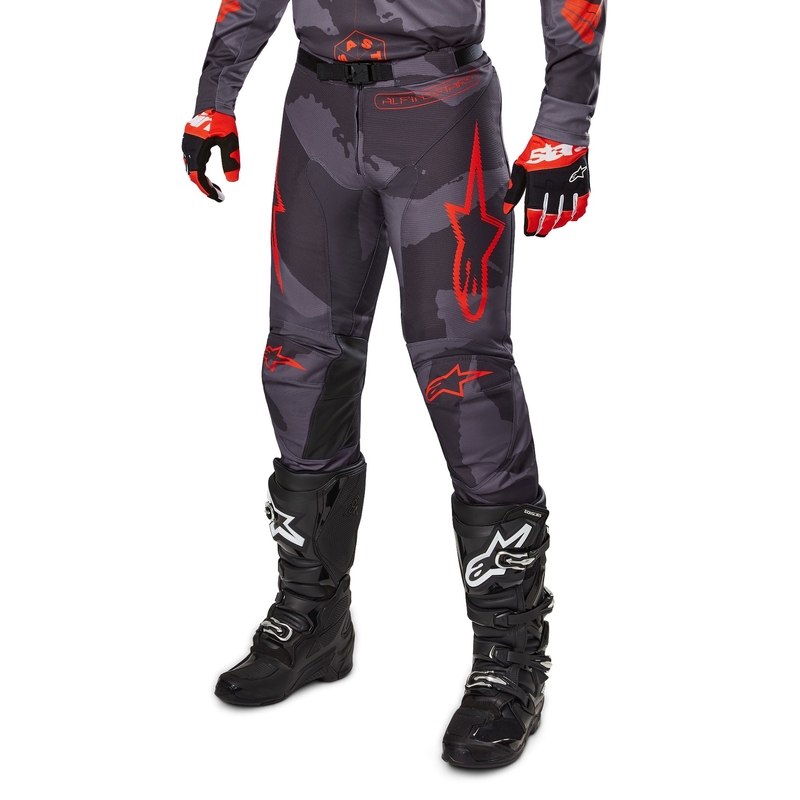Spodnie motocrossowe Alpinestars Racer Hollow szare, moro-fluo pomarańczowe