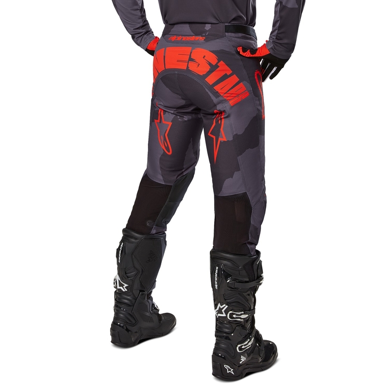 Spodnie motocrossowe Alpinestars Racer Hollow szare, moro-fluo pomarańczowe