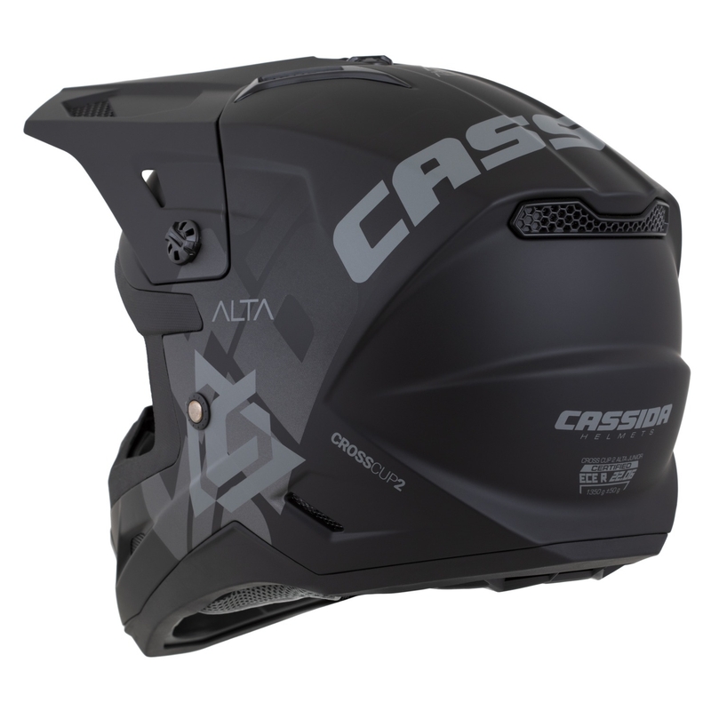 Dziecięcy kask motocrossowy Cassida Cross Cup 2 Alta matowy czarno-szary